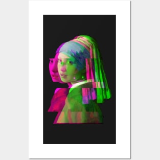 Girl with a Pearl Earring - Glitch Vaporwave Trippy Art Posters and Art